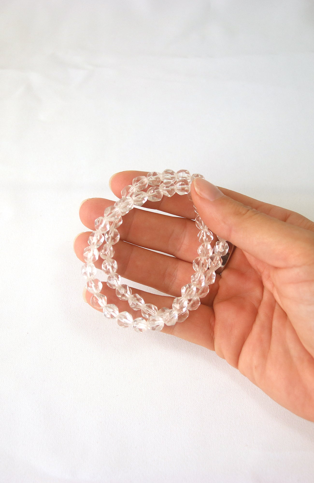 Clear Quartz Faceted Bead Bracelet